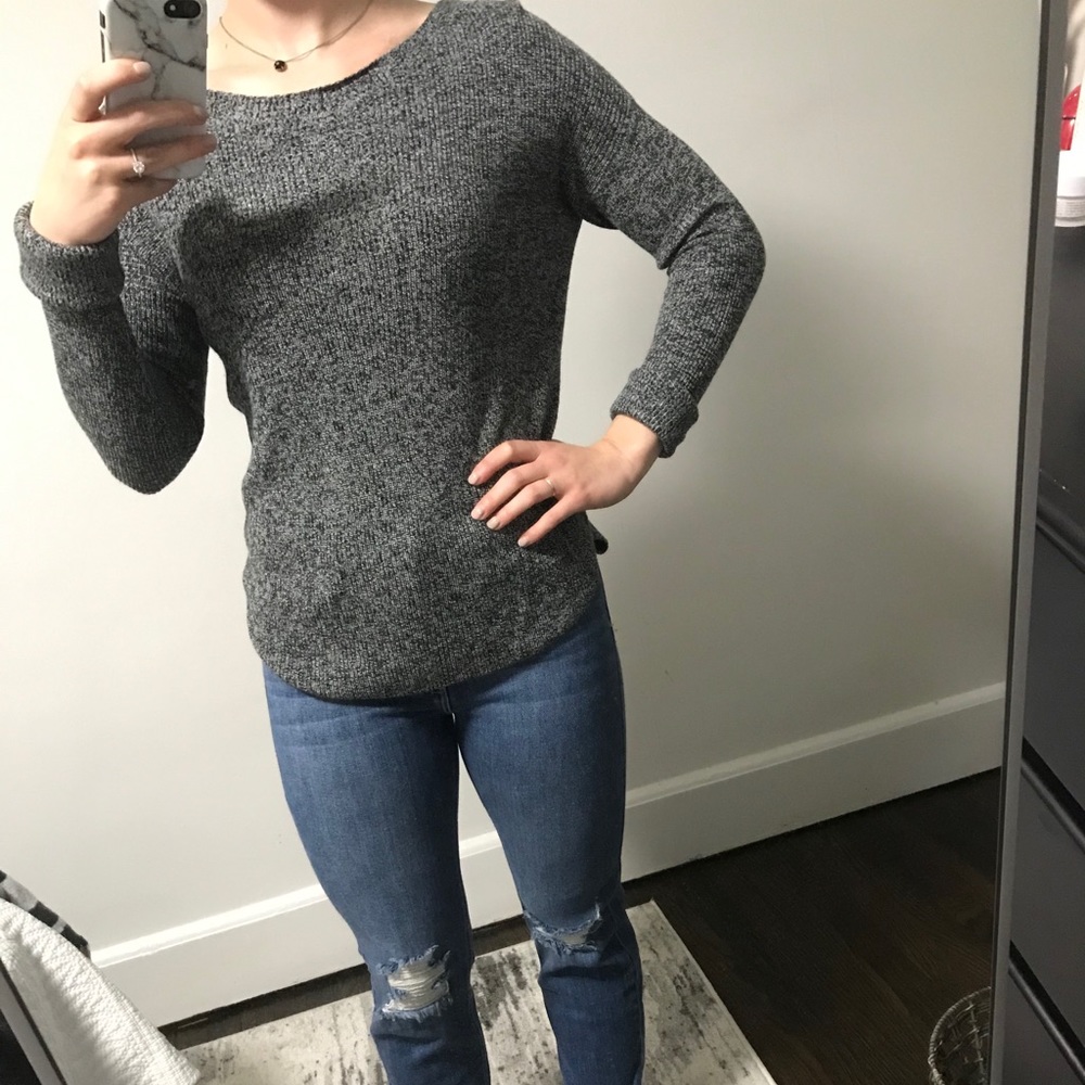 Express Black Marled Light Weight Sweater